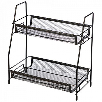 Этажерка настольная двухуровневая Mallony L'ordine Nero 31,5*17*33 см арт.107588
