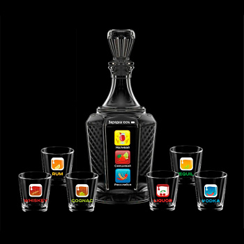 Набор для вина 7пр. арт.1232-Д "IDrink" (графин+6 стаканов 50мл.)