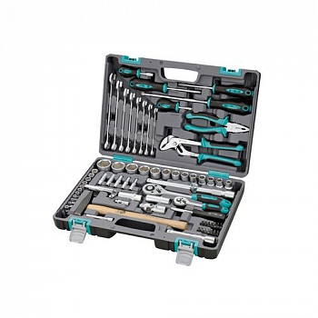 Набор инструментов, 1/2", 1/4",  CrV, пластиковый кейс  76 предм.// STELS арт.14104