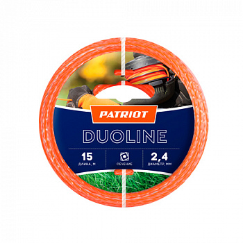 Леска PATRIOT Duoline D 2,4 мм L 15 м (скрученный квадрат, двухцветная, красная жила)