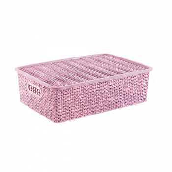 Корзинка "Вязь" 7,5л 350х245х105мм с крышкой (розовый нюд) 532111 "Виолет"
