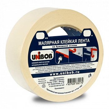 Клейкая лента малярная 30мм х 40м UNIBOB, белая ИУ арт.37961