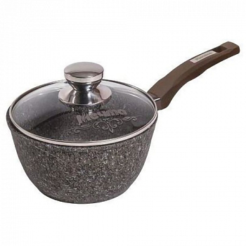 Ковш 1.2л с несъемной ручкой и стеклянной крышкой АП "Premium" (mokko) арт. 81902