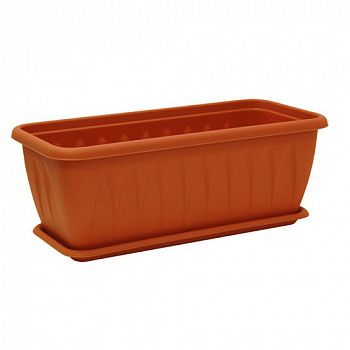 Ящик балконный АЛИЦИЯ 400мм с поддоном ТЕРРАКОТОВЫЙ 400x185x155мм М3214