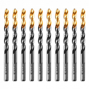 Сверло по металлу, 6,5 мм, HSS-Tin, Golden Tip, 10 шт.// Denzel арт.717216
